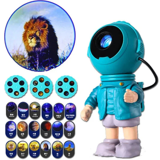 Astronaut Projector Creative Atmosphere Light Magnetic Head Rotating Integrated LED Light Beads with Filin Films