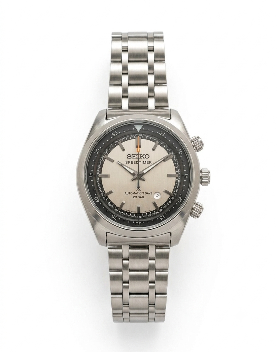Prospex 39.5mm cream dial watch with stainless steel bracelet