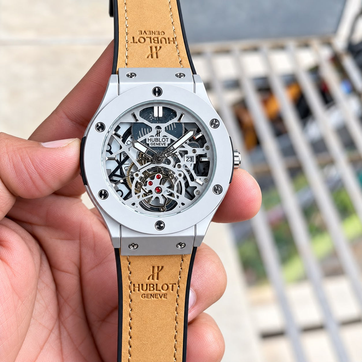 Hublot Classic Fusion Automatic Machinery Premium Green Leather Strap Watch